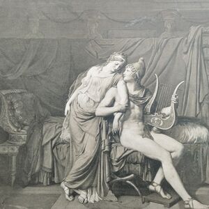 Classical Antique Art Print with Mythological Scene